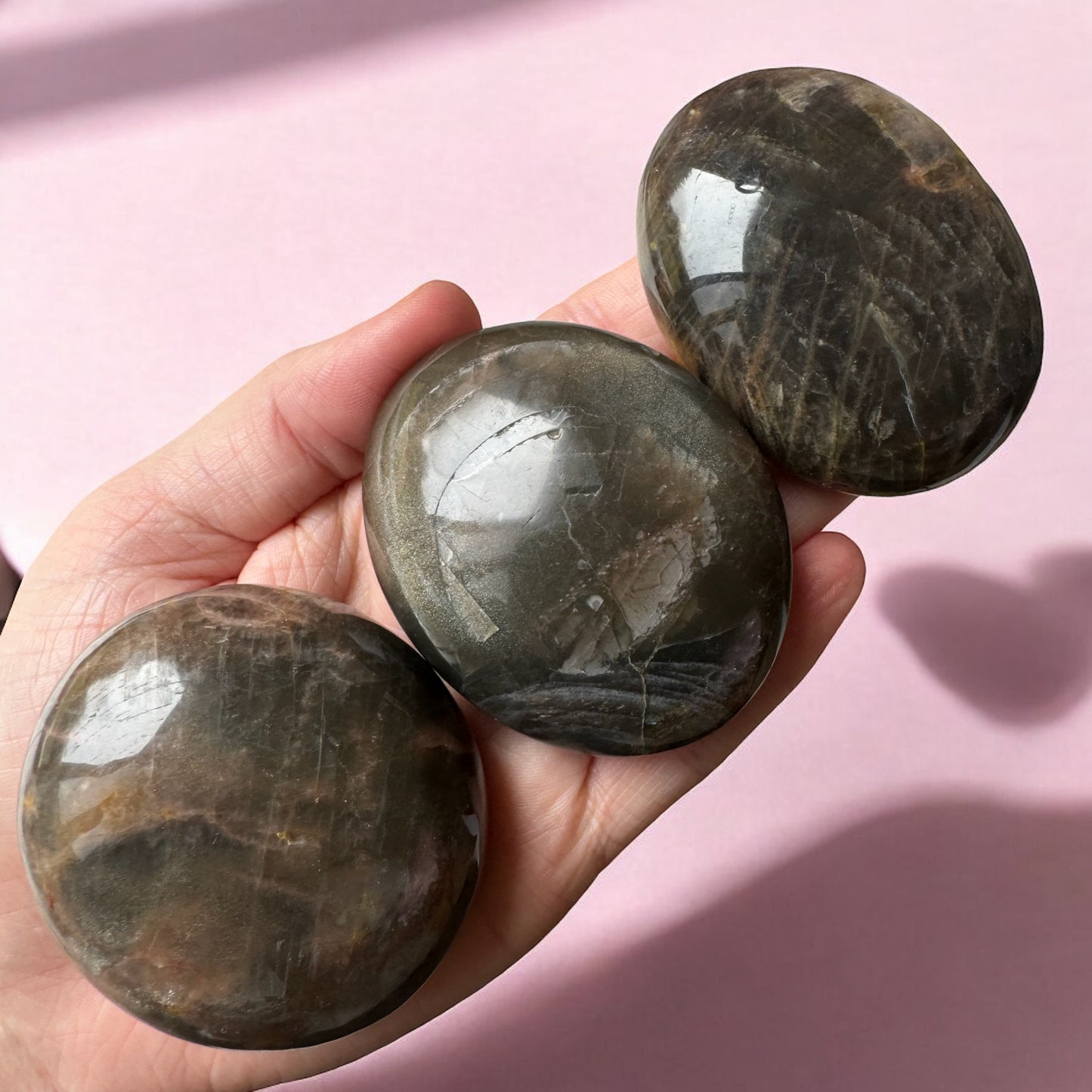 Black Moonstone Palmstones | Intuitively Chosen