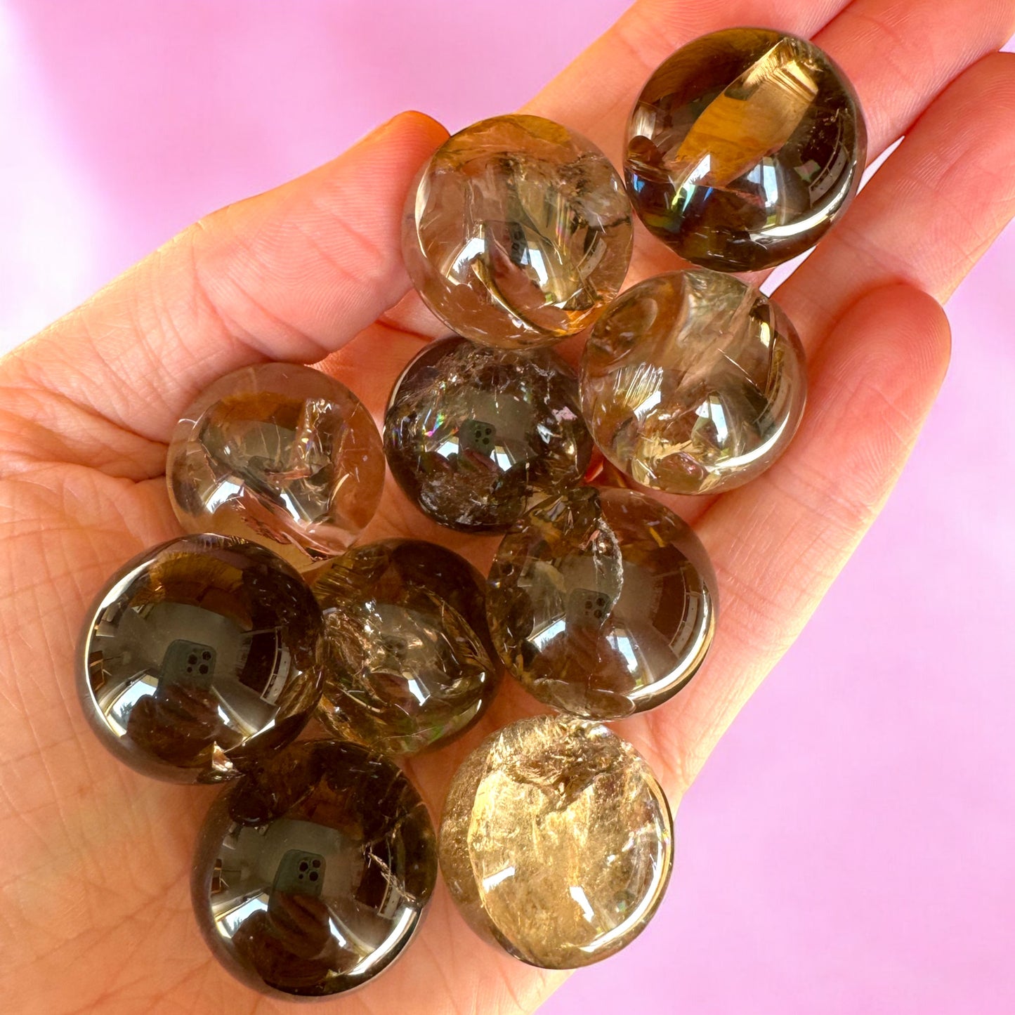 A Grade Smokey Quartz Mini Spheres with Rainbows | Intuitively Chosen