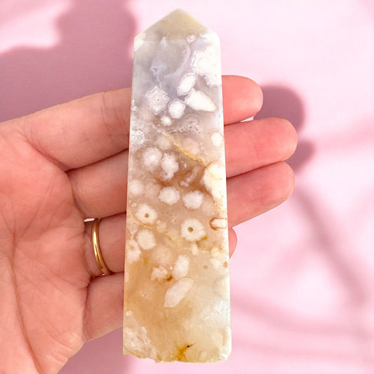 Flower Agate And Pink Amethyst Point (BR)