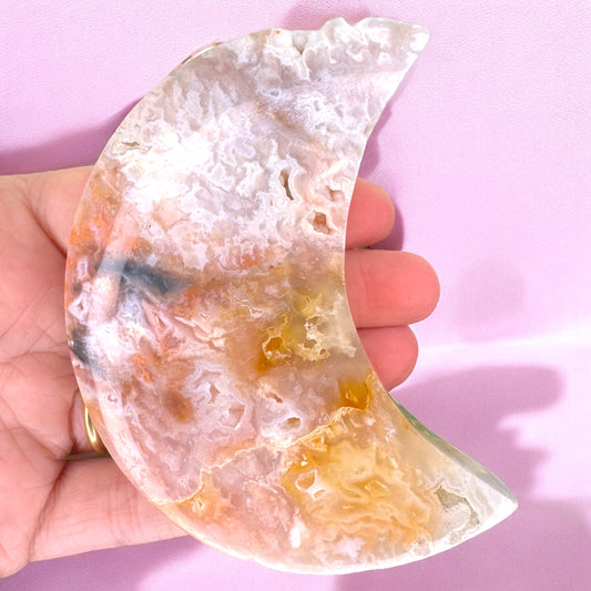 Pink Plume Agate Moon (e)