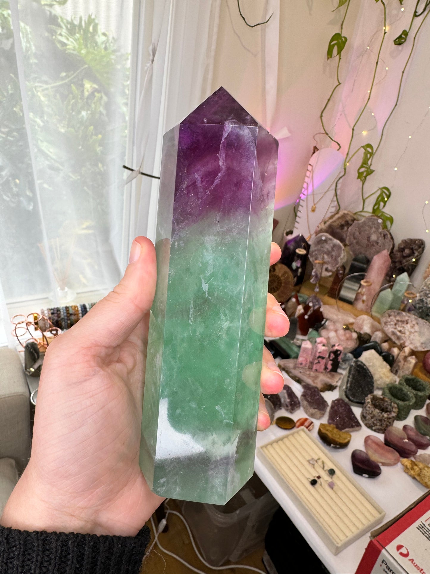 Watermelon Fluorite Tower - Imperfect