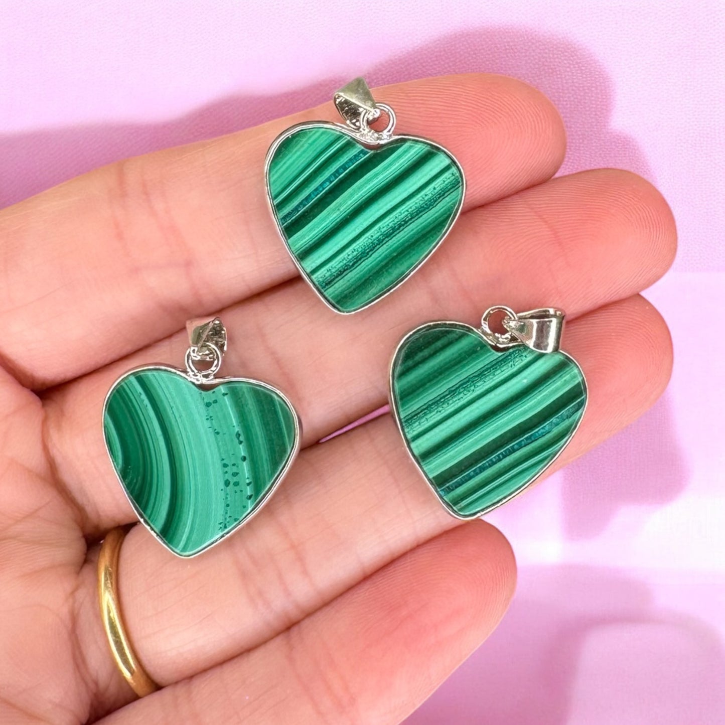 Malachite Double Sided Heart Pendant | Intuitively Chosen