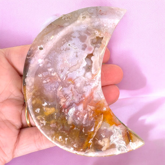 Pink Plume Agate Moon (c)