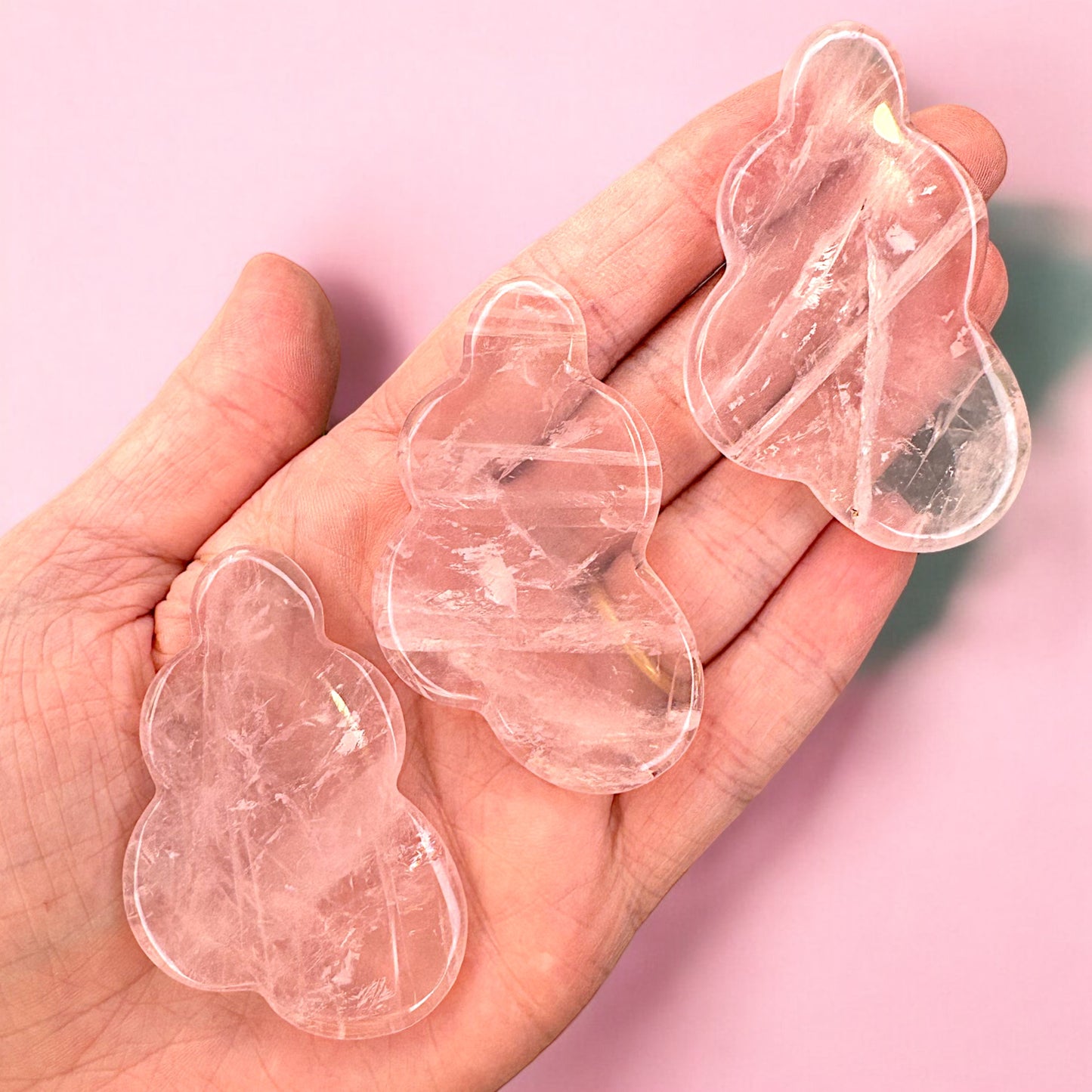 Gemmy Baby Pink Rose Quartz Cloud Carvings