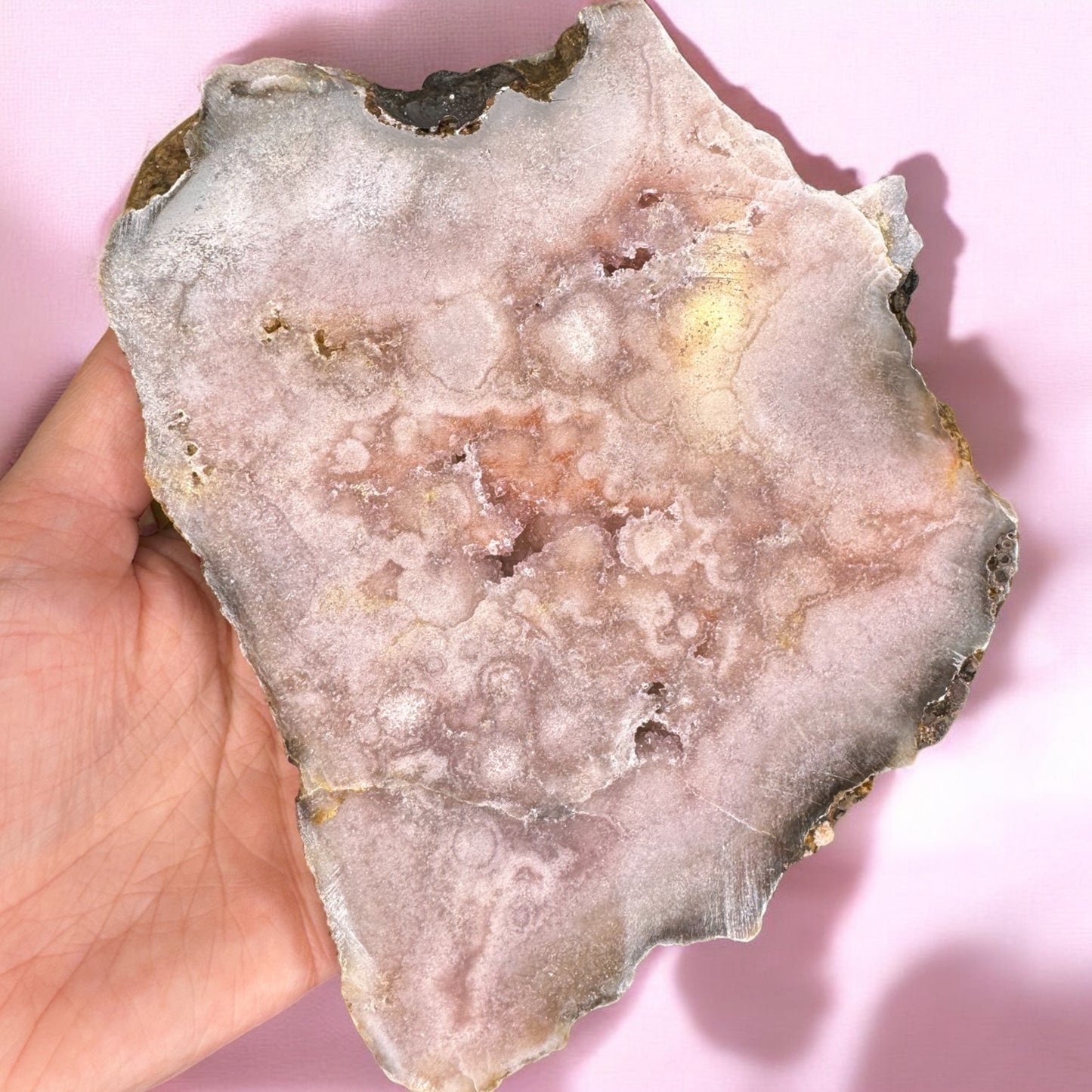 Flower Agate And Pink Amethyst Slab