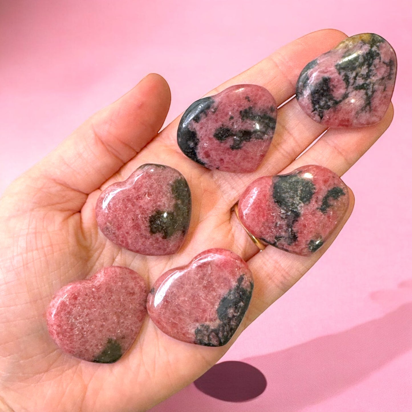 Mini Rhodonite Heart Carvings | Intuitively Chosen