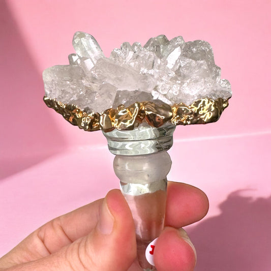 Clear Quartz Cluster Wine Stopper