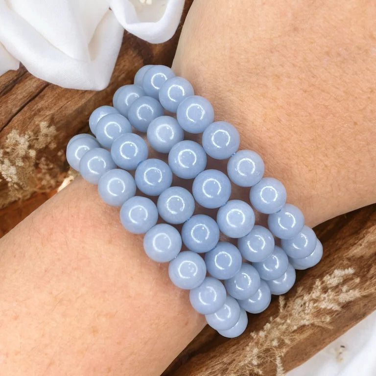 Angelite 8mm Bead Bracelets