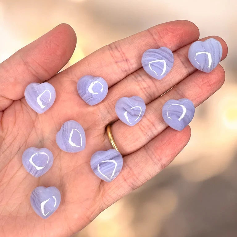 Blue Lace Agate Hearts | Intuitively Chosen