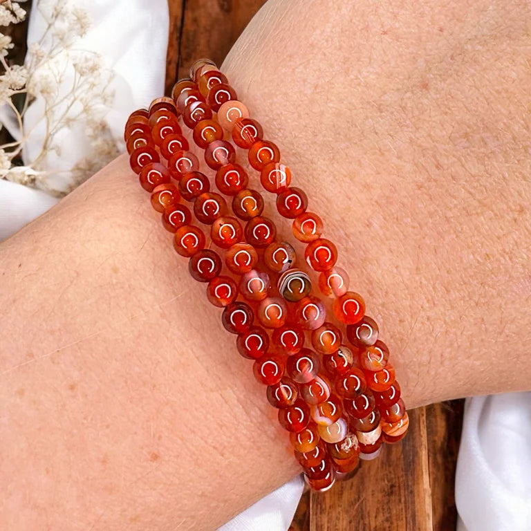 Carnelian Bead Bracelet 4mm