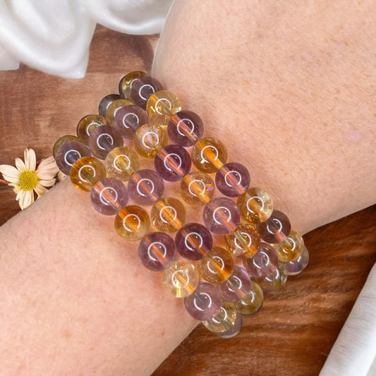 Citrine and Amethyst 8mm Bead Bracelets