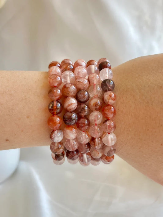 Fire Quartz 8mm Bead Bracelets