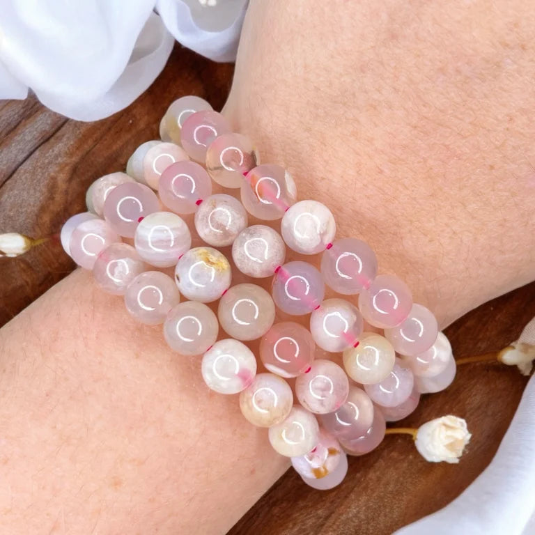 Flower Agate 8mm Bead Bracelet