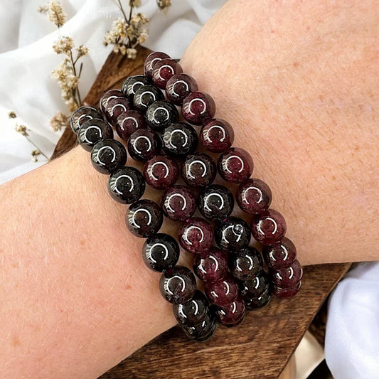 Garnet 8mm Bead Bracelets