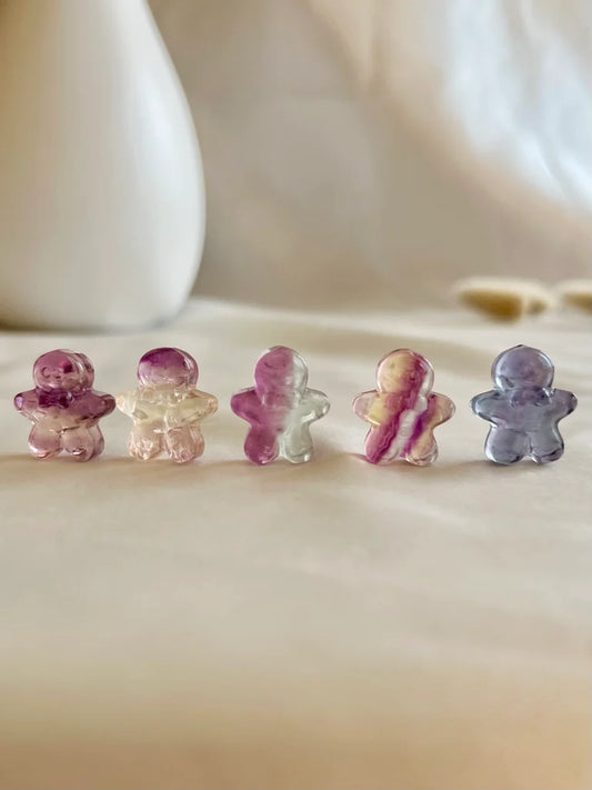 Mini Fluorite Gingerbread Men Carvings | Intuitively Chosen