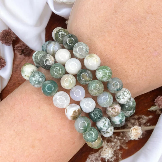 Moss Agate 8mm Bead Bracelets