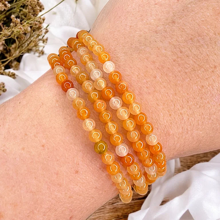 Peach Avebturine 4mm Bead Bracelet