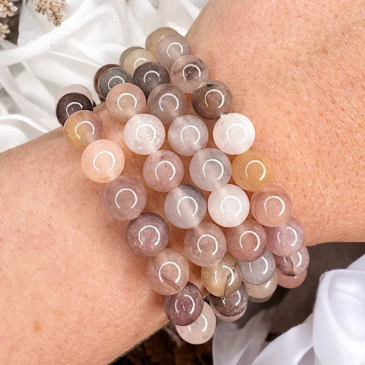 Pink/Gray Aventurine 8mm Bead Bracelet