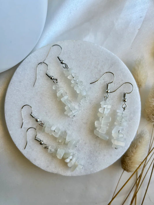 Rainbow Moonstone Chip Earrings