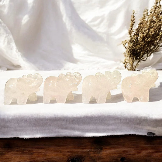 Rose Quartz Mini Elephant Carving | Intuitively Chosen