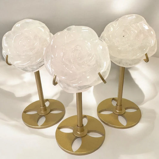 Rose Quartz Rose On Stand - Intuitively Chosen