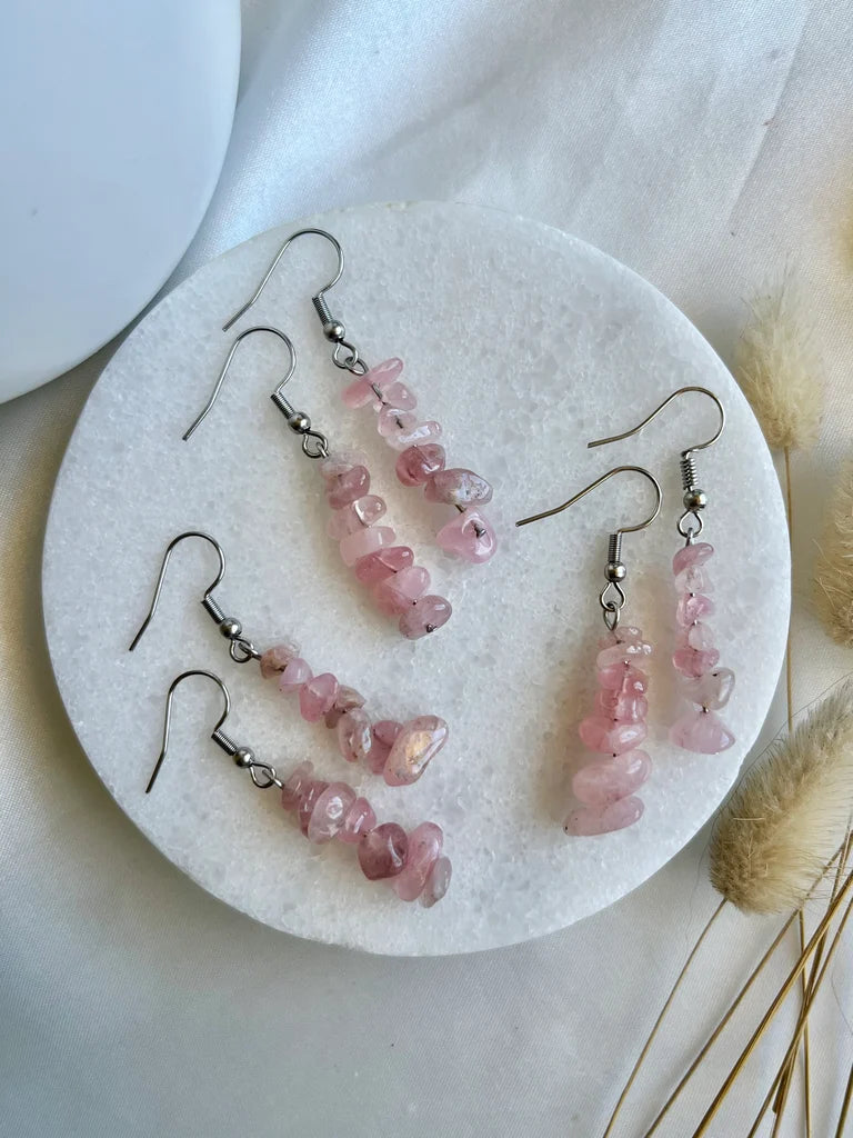 Rose Quartz Chip Earrings