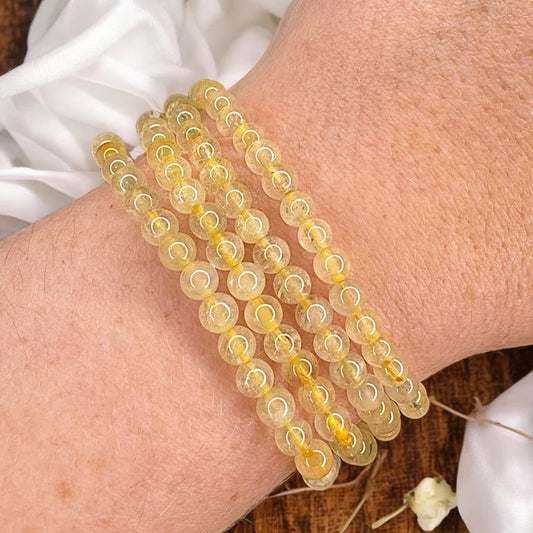 Golden Rutile 4mm Bead Bracelet