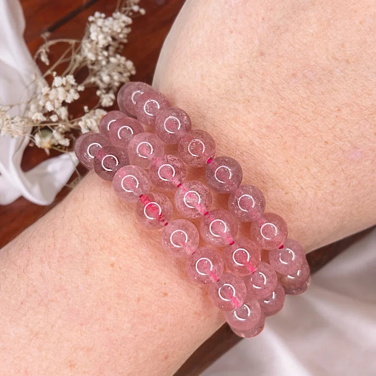 Strawberry Quartz 8mm Bead Bracelets