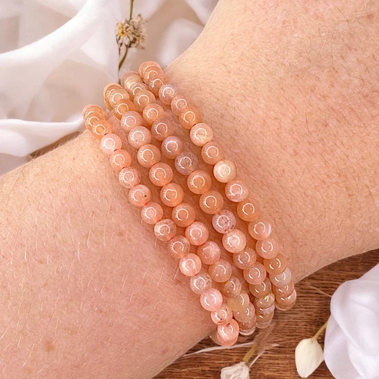 Sunstone + Moonstone 4mm Bead Bracelets