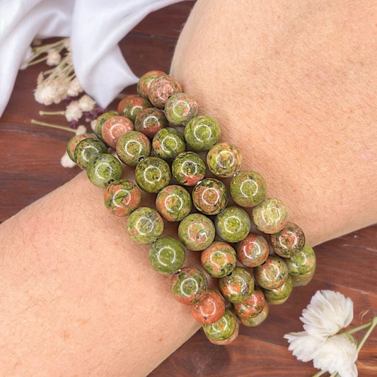 Unakite 8mm Bead Bracelets