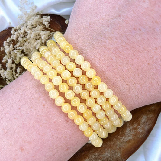 Yellow Calcite 4mm Bead Bracelets